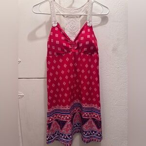 No Boundaries Red Dress with White Patterns